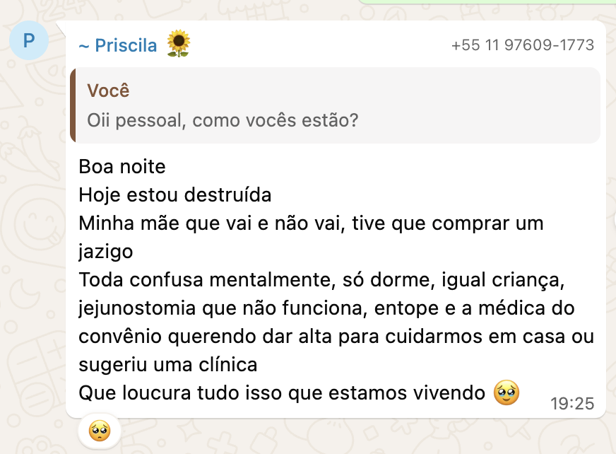 Depoimento de membro da Comunidade Andorinha