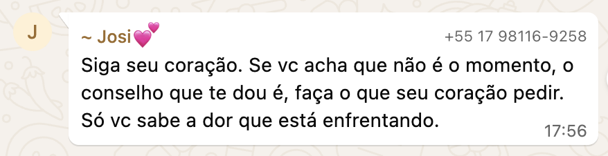 Depoimento de membro da Comunidade Andorinha
