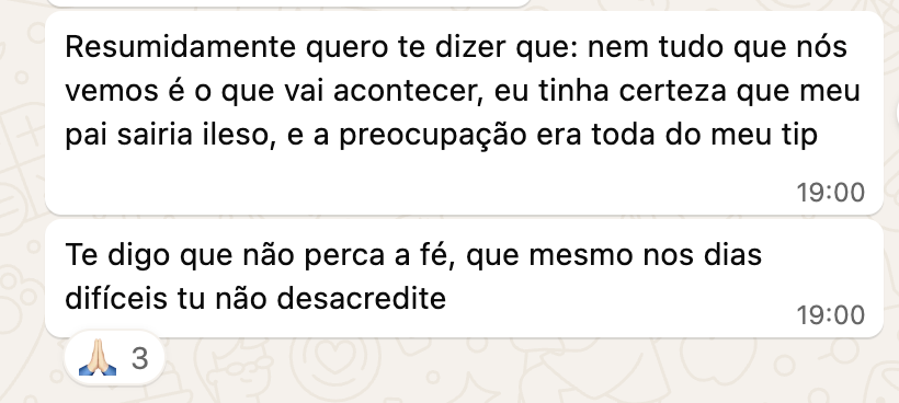 Depoimento de membro da Comunidade Andorinha