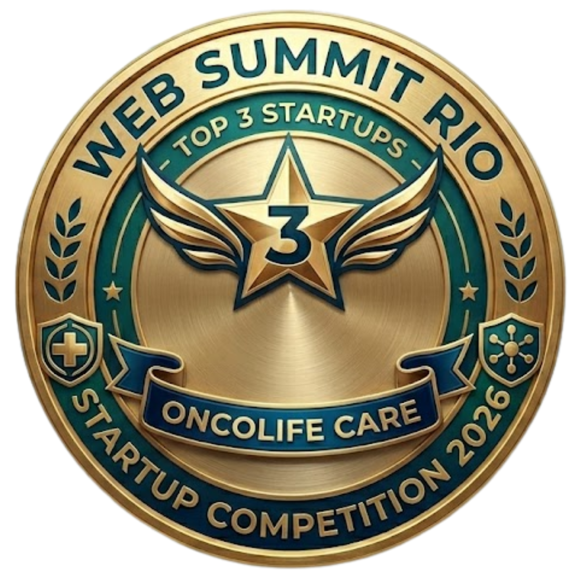 Selo Top 3 finalistas Web Summit Rio 2026